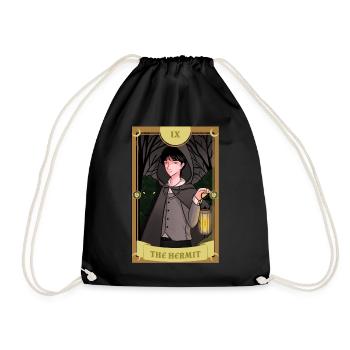 Anime -Tarot -Karte Der Einsiedler okkulte gotisch - Turnbeutel - Schwarz - Vorne