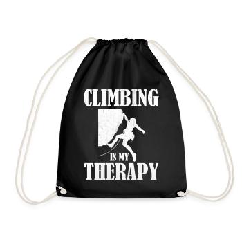 Bouldering Hiking Rock Climbing - This Is My Thera - Drawstring Bag - black - Front
