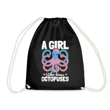 Octopus Lover - A Girl Who Loves Octopuses - Drawstring Bag - black - Front