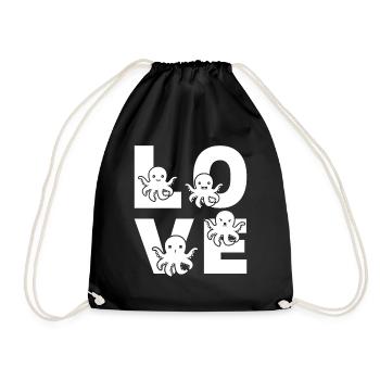Octopus LOVE Octopuses Cephalopod Kraken Octopus - Drawstring Bag - black - Front