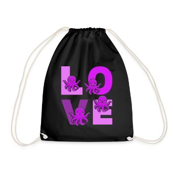 Kraken Octopus Cephalopod Octopuses - LOVE Octopus - Drawstring Bag - black - Front