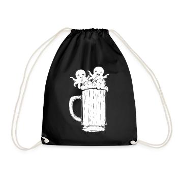 Kraken Octopus Cephalopod - Funny Octopus Beer - Drawstring Bag - black - Front