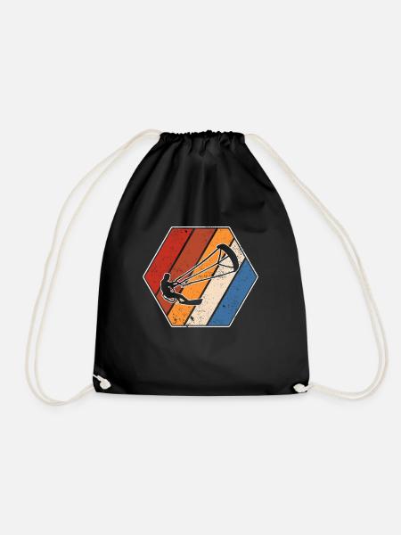 Kite surfen Retro - Turnbeutel - Schwarz