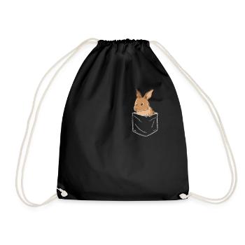 Hase Häschen Tier Haustier Hasen - Turnbeutel - Schwarz - Vorne
