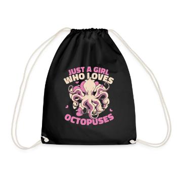 Octopus Octopus Cuttlefish Animal - Drawstring Bag - black - Front
