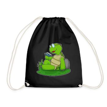 Turtle Nerd Book Glasses - Drawstring Bag - black - Front