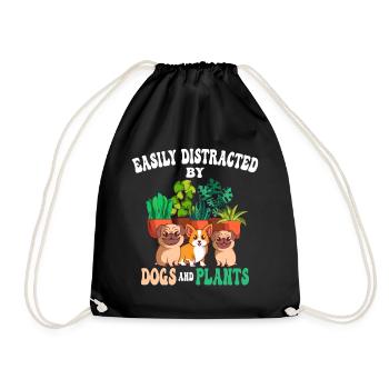 Easily Distracted By Dogs Plants Garden Gardener - Drawstring Bag - black - Front