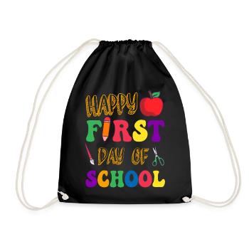 Happy First Day of School Back to School Teacher - Turnbeutel - Schwarz - Vorne