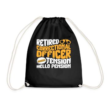 Correctional Officer Shirt, Goodbye Tension Hello - Drawstring Bag - black - Front