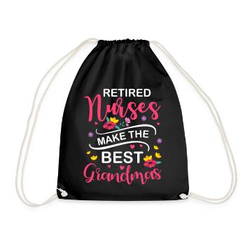Retired nurses are the best grandma - Drawstring Bag - black - Front