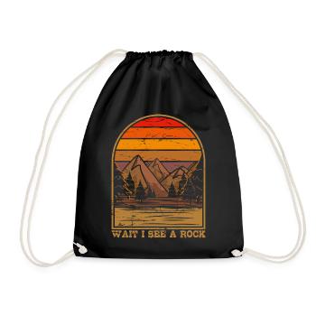 Wait I see a stone geologists hiking mountain - Drawstring Bag - black - Front