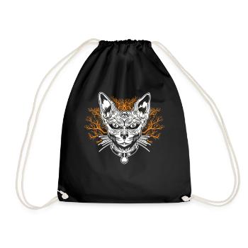 Goth Cat Concerts Festivals Heavy Black Metal - Drawstring Bag - black - Front