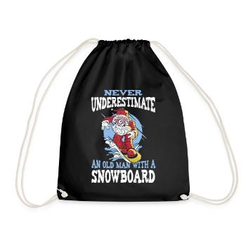 Never Underestimate An Old Man With A Snowboard - Turnbeutel - Schwarz - Vorne