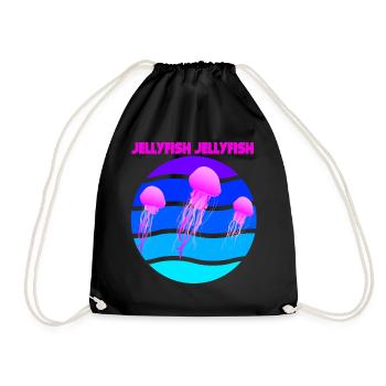 Jellyfish water diving marine life marine animals - Drawstring Bag - black - Front