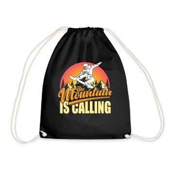 The Mountain Is Calling Snowboarding - Drawstring Bag - black - Front