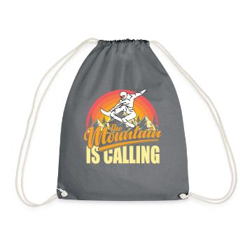 The Mountain Is Calling Snowboarding - Drawstring Bag - grey - Front