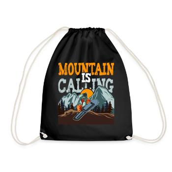 The Mountain Is Calling Snowboarding - Drawstring Bag - black - Front