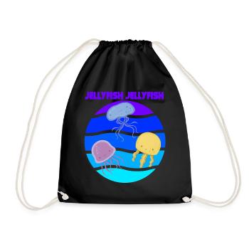 Jellyfish Sea Underwater Ocean Animals Fish - Drawstring Bag - black - Front