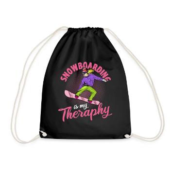Snowboarding Is My Therapy Snowboarding - Turnbeutel - Schwarz - Vorne
