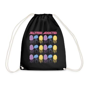 Jellyfish Addicted Cute Fish Sea Ocean Life Under Wa - Drawstring Bag - black - Front