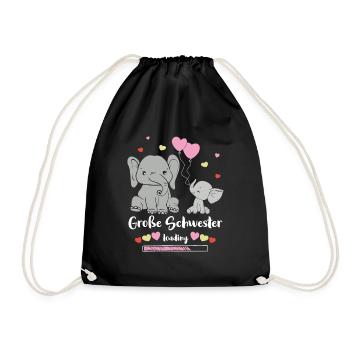 Große Schwester Loading Elefant - Turnbeutel - Schwarz - Vorne