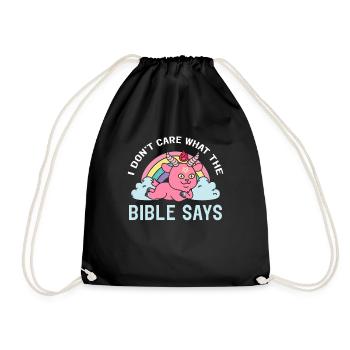 I Don't Care What The Bible Says Kawaii Satan - Drawstring Bag - black - Front