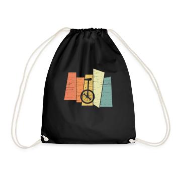 Vintage Unicycle Unicyclist - Drawstring Bag - black - Front