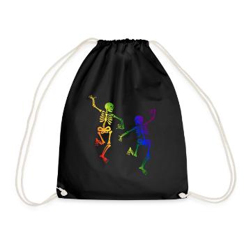 Skeleton Dancing Gay Pride Rainbow - Drawstring Bag - black - Front