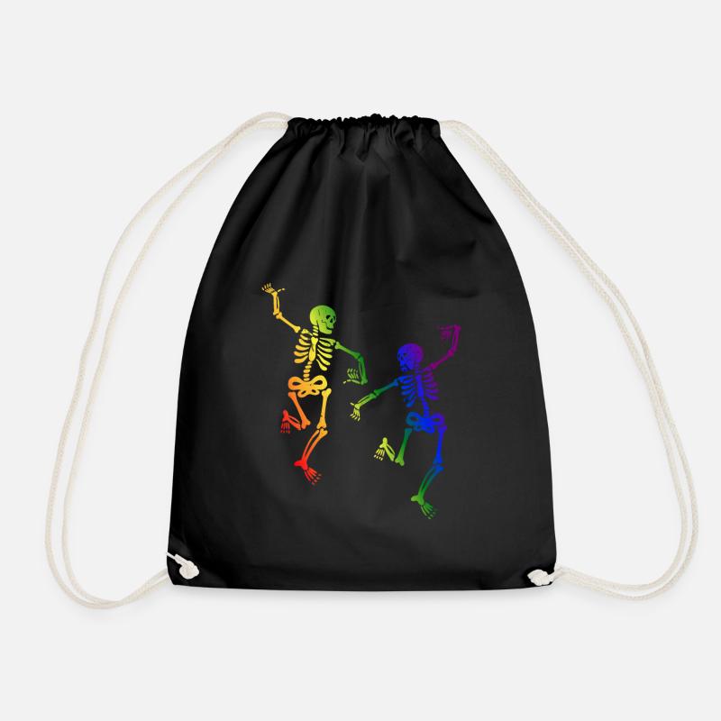 Skeleton Dancing Gay Pride Rainbow - Turnbeutel - Schwarz