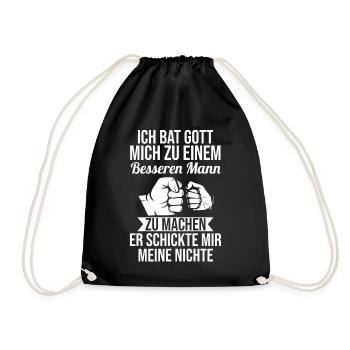 Patenonkel Pate Onkel - Turnbeutel - Schwarz - Vorne