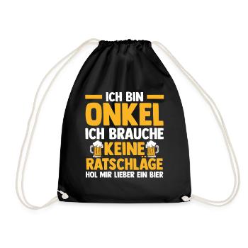 Patenonkel Pate Bier Onkel - Turnbeutel - Schwarz - Vorne