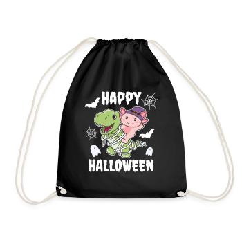 Axolotl Happy Halloween T-Rex Mumie Kostüm - Turnbeutel - Schwarz - Vorne
