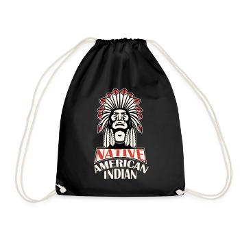Indigene Kopfschmuck Indian Indian Indianer Erbe - Turnbeutel - Schwarz - Vorne