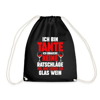 Patinntante Patin Wein Tante - Turnbeutel - Schwarz - Vorne