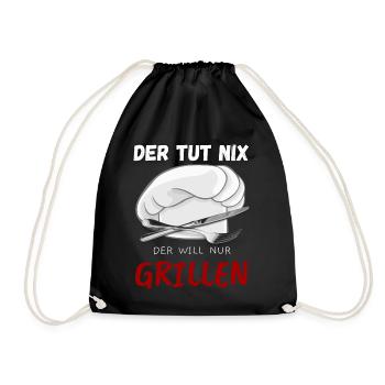 Männer Geschenk Grill BBQ T-Shirt: Der TUT nix - - Turnbeutel - Schwarz - Vorne