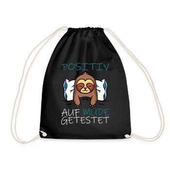 Sloth tested positive for tired - Drawstring Bag - black - Front