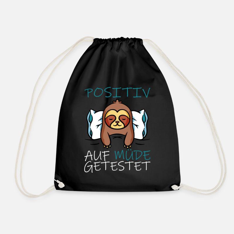 Faultier Positiv Auf Müde Getestet - Turnbeutel - Schwarz