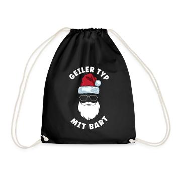 Geilertypmitbart Weihnachten Bartträger Bart - Turnbeutel - Schwarz - Vorne