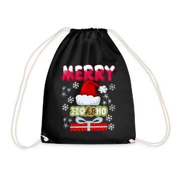 Père Noël, casquette, HoHoHo et cadeaux - Sac de sport léger - noir - Devant