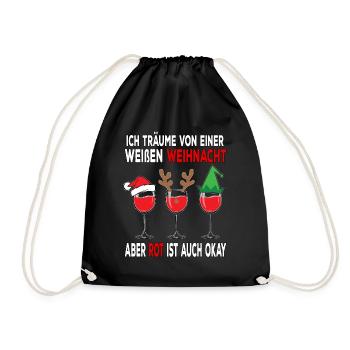 I dream of a white Christmas but red is - Drawstring Bag - black - Front