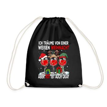 I dream of a white Christmas but red is - Drawstring Bag - black - Front