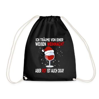I dream of a white Christmas but red is - Drawstring Bag - black - Front