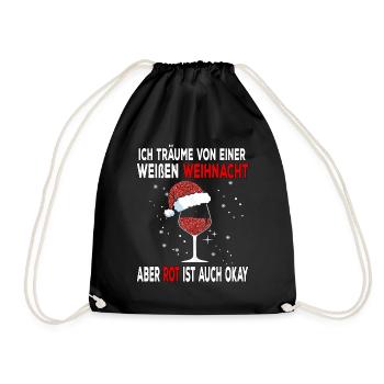 I dream of a white Christmas but red is - Drawstring Bag - black - Front