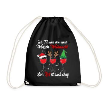 I dream of a white Christmas but red is - Drawstring Bag - black - Front