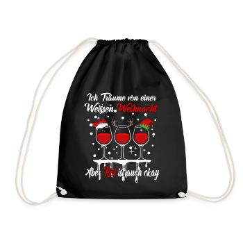 I dream of a white Christmas but red is - Drawstring Bag - black - Front