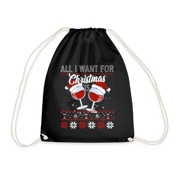 All I fallow for Christmas is WINE - Drawstring Bag - black - Front