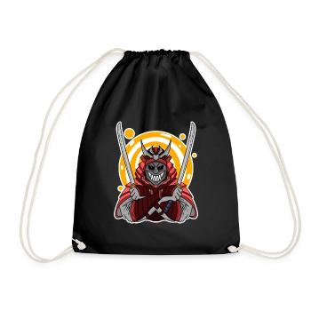 Samurai motif - Drawstring Bag - black - Front