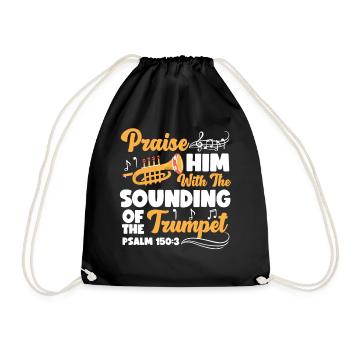 Trumpet Player Praise Him With The - Drawstring Bag - black - Front