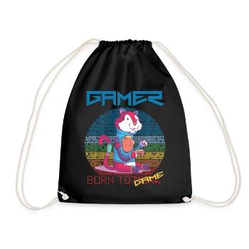 Video Games Funny Gamer Born To Gaming Retro Game - Turnbeutel - Schwarz - Vorne