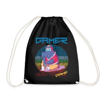 Video Games Funny Gamer Born To Gaming Retro Game - Turnbeutel - Schwarz - Vorne